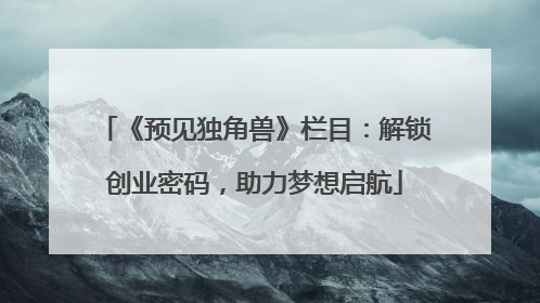 《预见独角兽》栏目：解锁创业密码，助力梦想启航