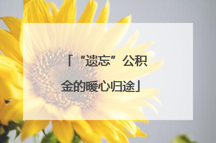 “遗忘”公积金的暖心归途
