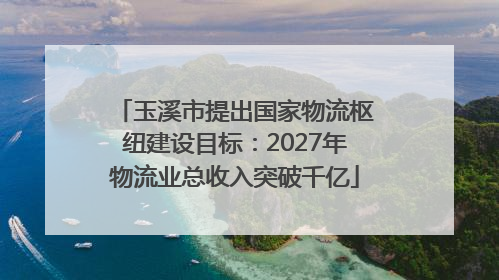 玉溪市提出国家物流枢纽建设目标：2027年物流业总收入突破千亿