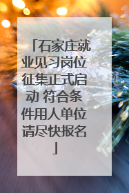 石家庄就业见习岗位征集正式启动 符合条件用人单位请尽快报名