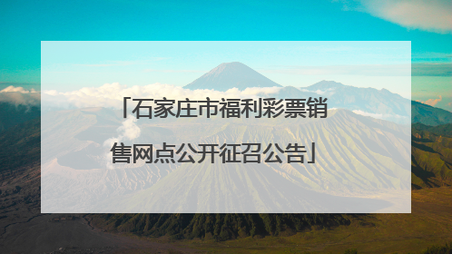 石家庄市福利彩票销售网点公开征召公告