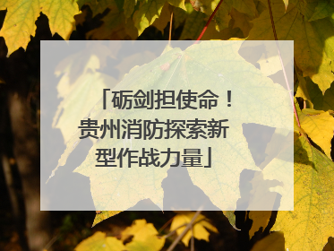 砺剑担使命！贵州消防探索新型作战力量