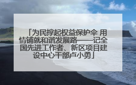为民撑起权益保护伞 用情铺就和谐发展路——记全国先进工作者、新区项目建设中心干部卢小勇