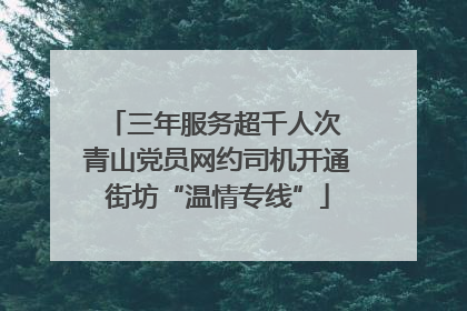 三年服务超千人次 青山党员网约司机开通街坊“温情专线”