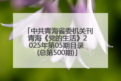中共青海省委机关刊 青海《党的生活》2025年第05期目录 (总第500期)