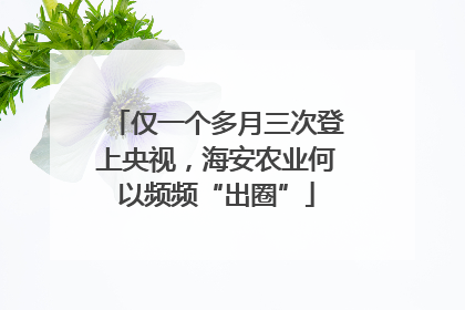 仅一个多月三次登上央视，海安农业何以频频“出圈”