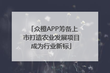 众橙APP筹备上市打造农业发展项目成为行业新标