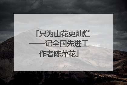 只为山花更灿烂——记全国先进工作者陈萍花