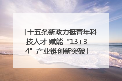 十五条新政力挺青年科技人才 赋能“13+34”产业链创新突破