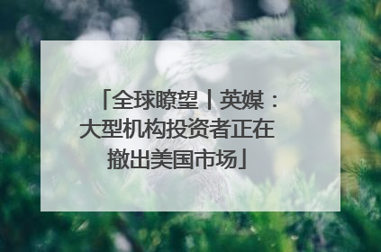 全球瞭望丨英媒：大型机构投资者正在撤出美国市场