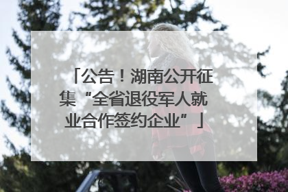 公告！湖南公开征集“全省退役军人就业合作签约企业”