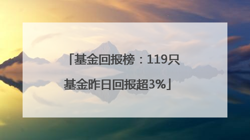 基金回报榜：119只基金昨日回报超3%