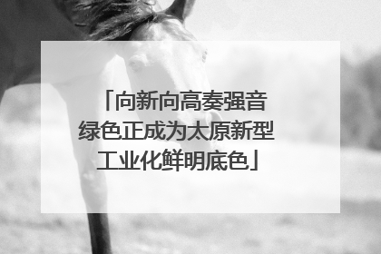 向新向高奏强音 绿色正成为太原新型工业化鲜明底色