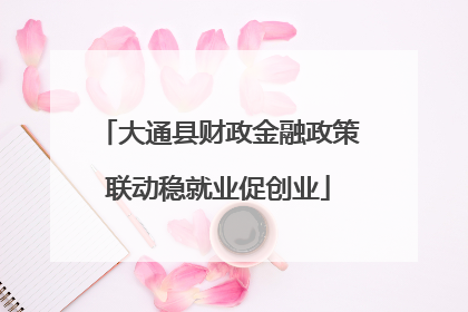 大通县财政金融政策联动稳就业促创业