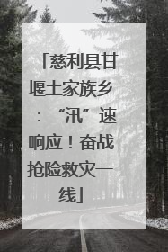 慈利县甘堰土家族乡：“汛”速响应！奋战抢险救灾一线