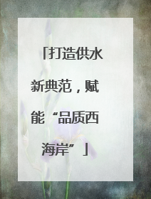 打造供水新典范，赋能“品质西海岸”