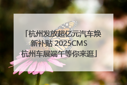 杭州发放超亿元汽车焕新补贴 2025CMS杭州车展端午等你来逛