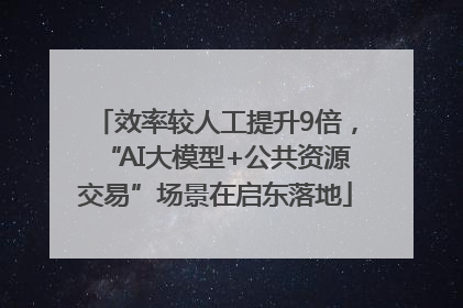 效率较人工提升9倍，“AI大模型+公共资源交易”场景在启东落地