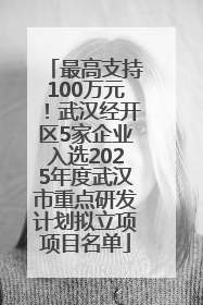 最高支持100万元！武汉经开区5家企业入选2025年度武汉市重点研发计划拟立项项目名单