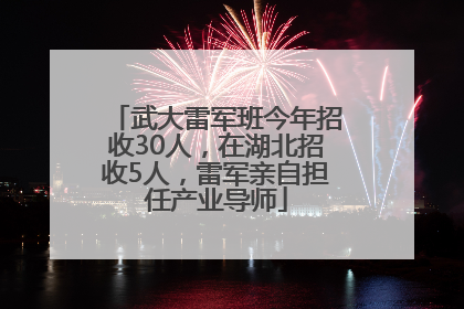 武大雷军班今年招收30人，在湖北招收5人，雷军亲自担任产业导师