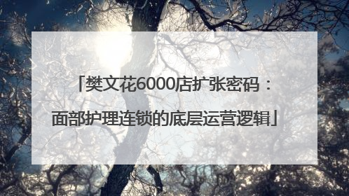 樊文花6000店扩张密码：面部护理连锁的底层运营逻辑
