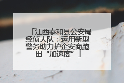 江西泰和县公安局经侦大队：运用新型警务助力护企安商跑出“加速度”