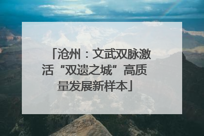 沧州：文武双脉激活“双遗之城”高质量发展新样本