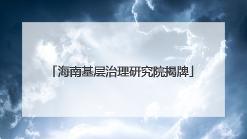 海南基层治理研究院揭牌