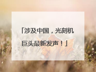 涉及中国，光刻机巨头最新发声！