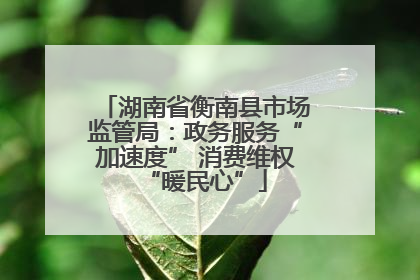 湖南省衡南县市场监管局：政务服务“加速度” 消费维权“暖民心”