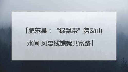 肥东县：“绿飘带”舞动山水间 风景线铺就共富路