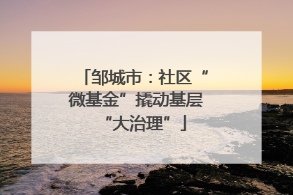 邹城市：社区“微基金”撬动基层“大治理”