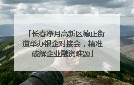 长春净月高新区德正街道举办银企对接会，精准破解企业融资难题