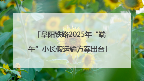 阜阳铁路2025年“端午”小长假运输方案出台