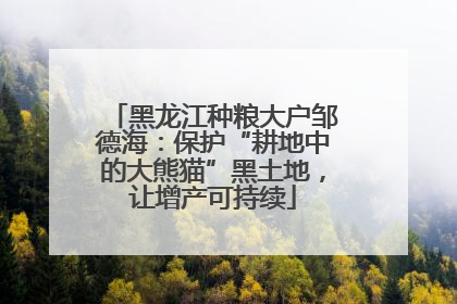 黑龙江种粮大户邹德海：保护“耕地中的大熊猫”黑土地，让增产可持续