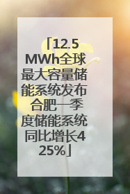 12.5MWh全球最大容量储能系统发布 合肥一季度储能系统同比增长425%